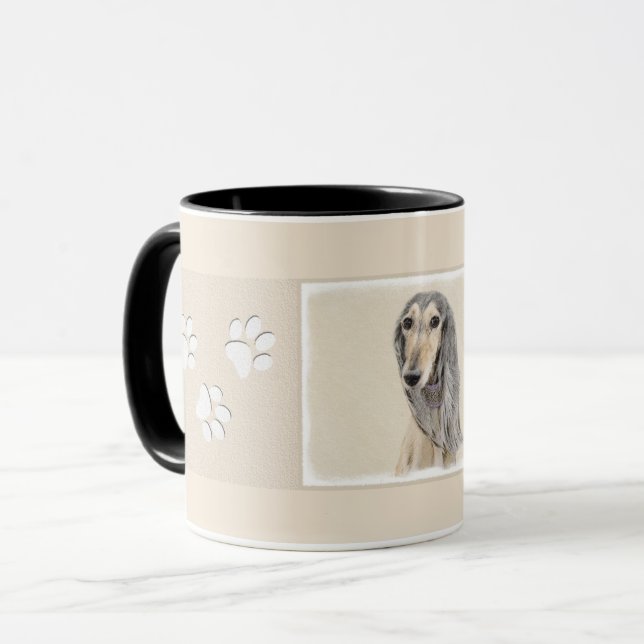 Saluki (lisma), målning - gullig original- mugg (Framsida vänster)