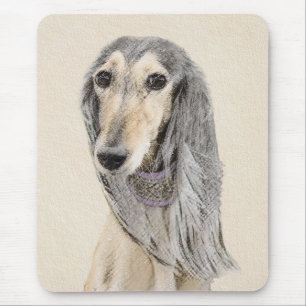 Saluki (lisma), målning - gullig original- musmatta