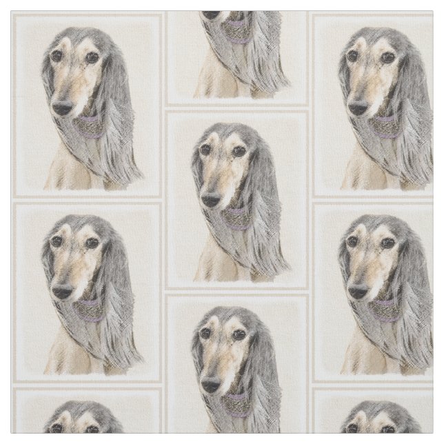 Saluki (lisma), målning - gullig original- tyg (Provkarta)