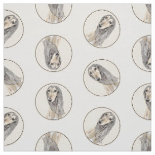 Saluki Painting Fawn Sable Cute Original Hund Art Tyg