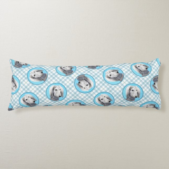 Saluki Painting Silver Feasted Original Hund Art Kroppskudde (Framsidan)