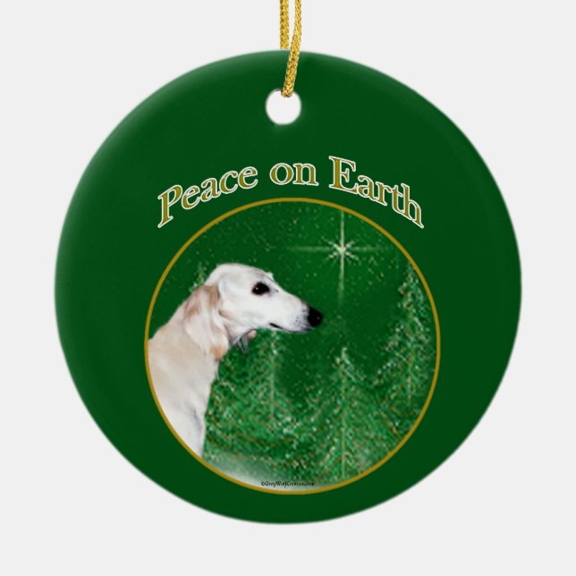 Saluki Peace Julgransprydnad Keramik (Framsidan)