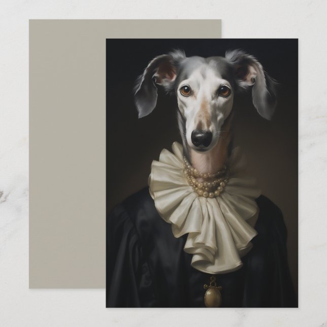 Saluki Porträtt Pearls och Colcar Inbjudningar (Fram/baksida)