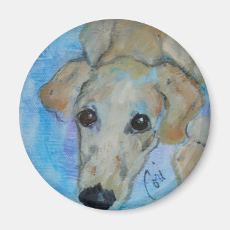 Saluki Puppy Hund Art Round Magnet
