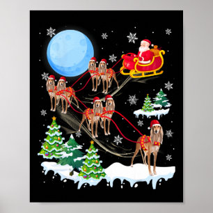Saluki Reindeer jul Hund Riding Santa Hat Xma Poster