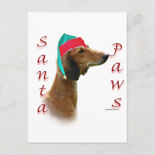 Saluki Santa Tassar Helg Vykort (Framsida)