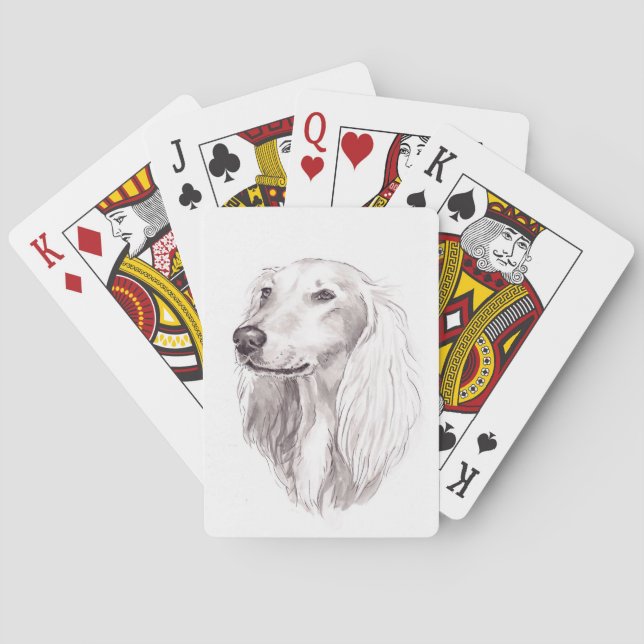 Saluki Sighthound hundkonst som leker kort Casinokort (Baksidan)