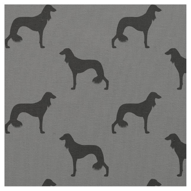 Saluki Silhouettesmönster Tyg (Närbild)