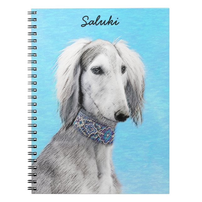 Saluki (Silver) - Färgning - Konst av rent Hund Anteckningsbok (Framsidan)