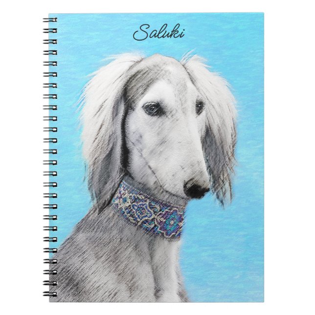 Saluki (Silver) - Färgning - Konst av rent Hund Anteckningsbok (Framsidan)