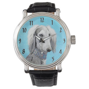 Saluki (Silver) - Färgning - Konst av rent Hund Armbandsur