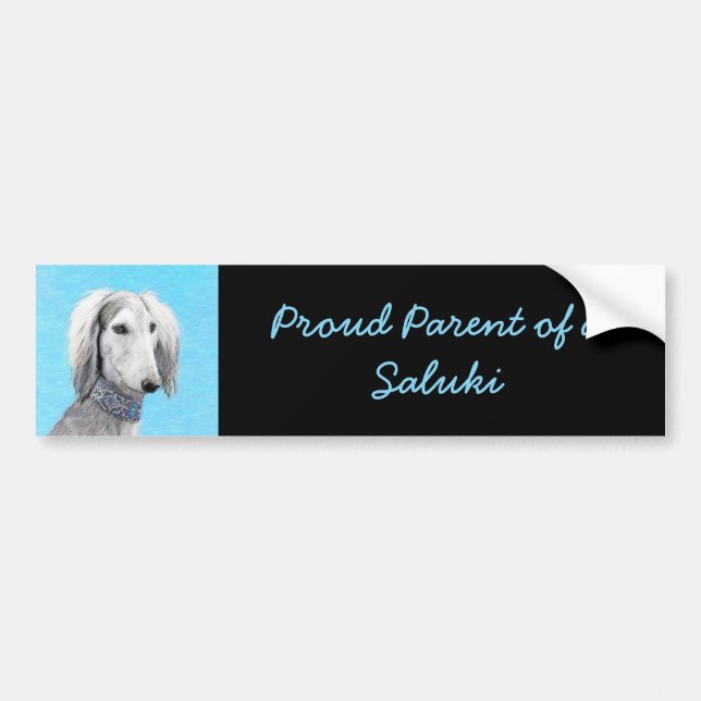 Saluki (Silver) - Färgning - Konst av rent Hund Bildekal (Framsidan)
