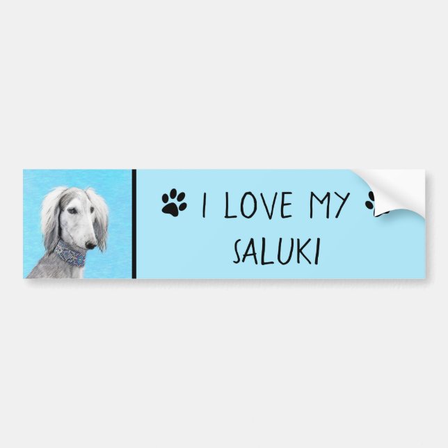 Saluki (Silver) - Färgning - Konst av rent Hund Bildekal (Framsidan)