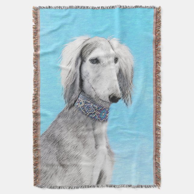 Saluki (Silver) - Färgning - Konst av rent Hund Filt (Framsidan Vertikal)