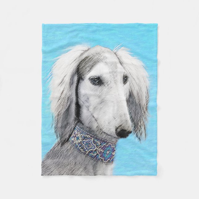 Saluki (Silver) - Färgning - Konst av rent Hund Fleecefilt (Framsidan)