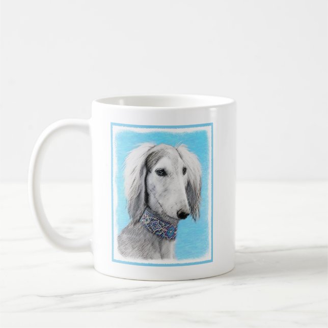 Saluki (Silver) - Färgning - Konst av rent Hund Kaffemugg (Vänster)
