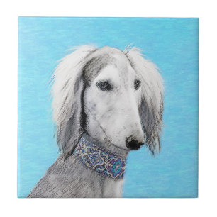Saluki (Silver) - Färgning - Konst av rent Hund Kakelplatta