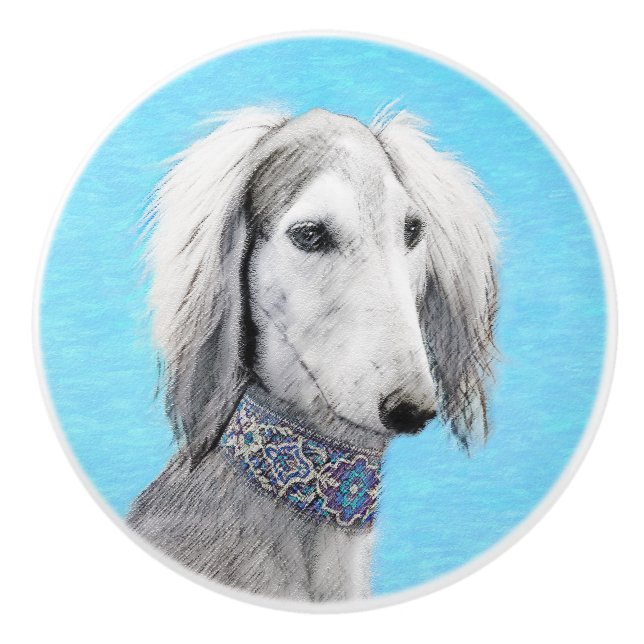 Saluki (Silver) - Färgning - Konst av rent Hund Knopp (Framsidan)