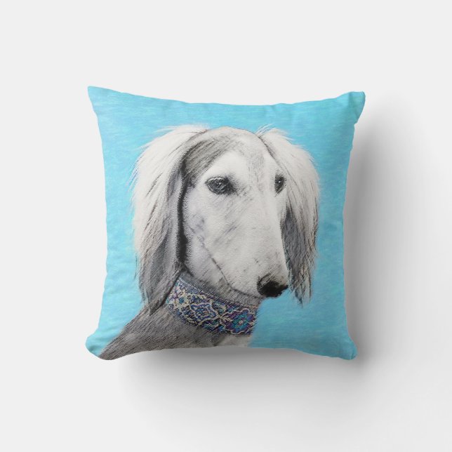 Saluki (Silver) - Färgning - Konst av rent Hund Kudde (Framsida)