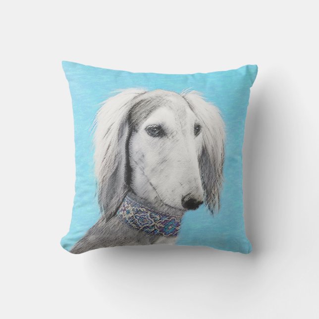 Saluki (Silver) - Färgning - Konst av rent Hund Kudde (Framsida)