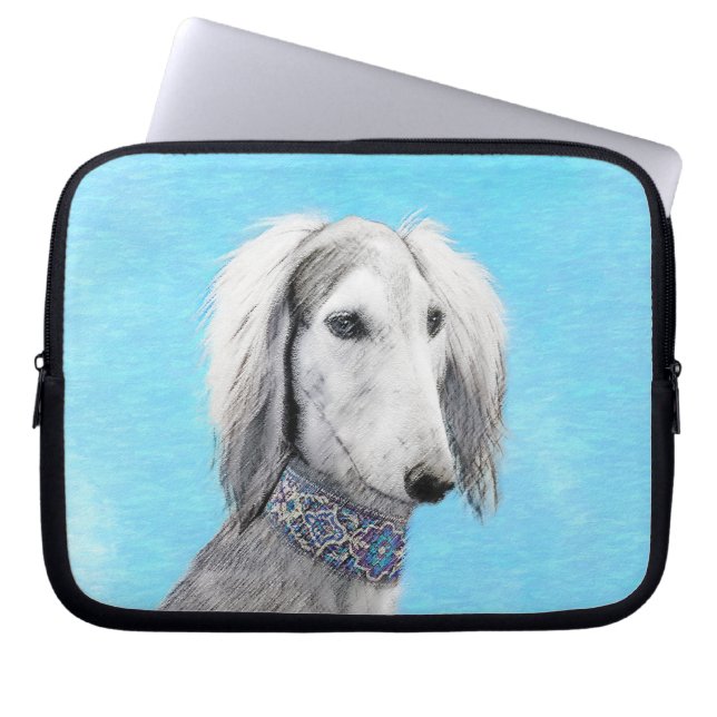 Saluki (Silver) - Färgning - Konst av rent Hund Laptop Fodral (Framsidan)