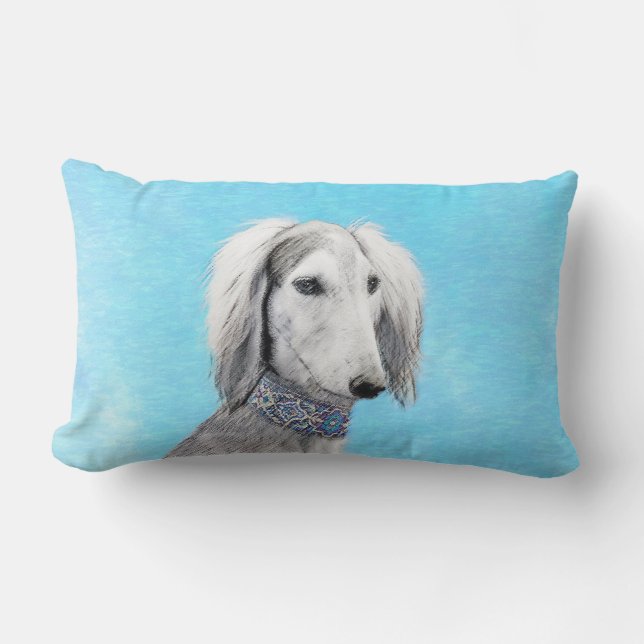 Saluki (Silver) - Färgning - Konst av rent Hund Lumbarkudde (Framsida)