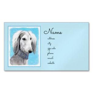 Saluki (Silver) - Färgning - Konst av rent Hund Magnetiska Visitkort