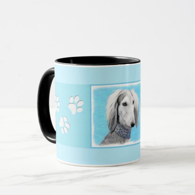 Saluki (Silver) - Färgning - Konst av rent Hund Mugg (Framsida vänster)
