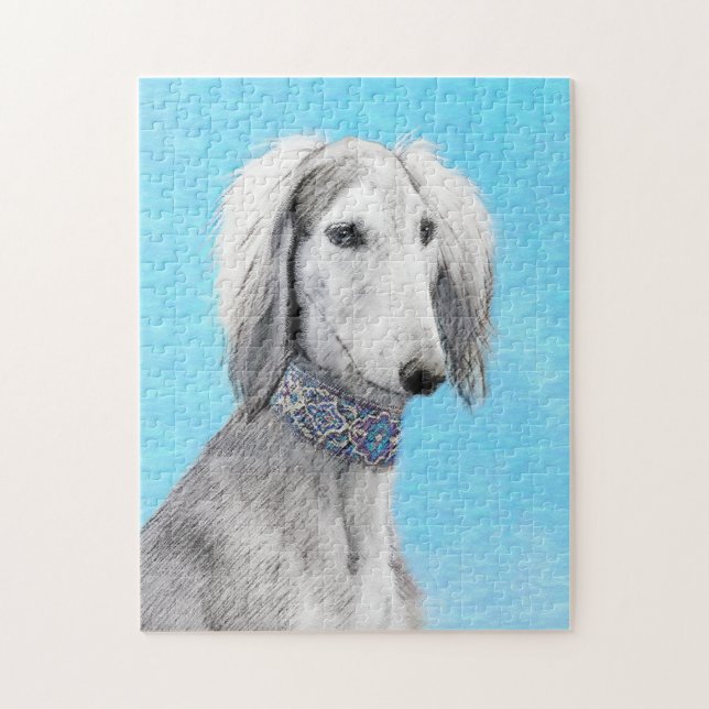 Saluki (Silver) - Färgning - Konst av rent Hund Pussel (Vertikal)