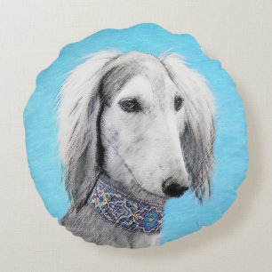 Saluki (Silver) - Färgning - Konst av rent Hund Rund Kudde