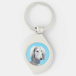 Saluki (Silver) - Färgning - Konst av rent Hund Swirl Silverfärgad Nyckelring