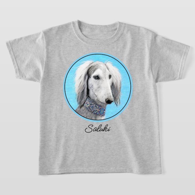 Saluki (Silver) - Färgning - Konst av rent Hund T Shirt (Laydown)