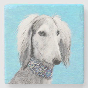 Saluki (Silver) - Färgning - Konst av rent Hund Underlägg Sten