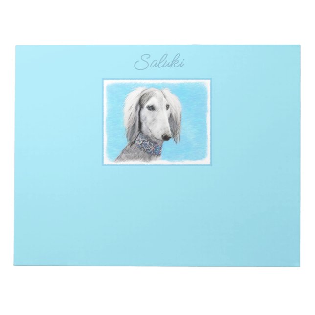 Saluki (Silver)-målarfärg - Cute Original Hund Art Anteckningsblock (Framsida)
