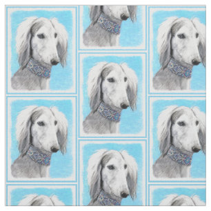 Saluki (silver) målning - gullig original- tyg