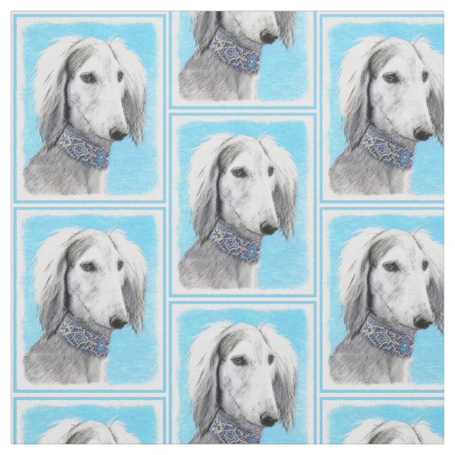 Saluki (silver) målning - gullig original- tyg (Provkarta)
