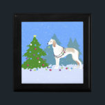 Saluki som dekorerar Julgran i skogen Smyckeskrin<br><div class="desc">Salukis juldesign. Denna silhuett kan också representera Afghan Hound,  Borzoi,  Saluki,  Azawakh,  American Staghound,  Silken Windhound,  Arabian Saluki,  Caravan,  Lahori Pashmi,  Pisuri Hound,  Gazelle Hound,  Persian Greyhound,  Arabian Hound,  Tanji,  Russian Wolfhound,  Mudhol,  Karwani,  sighi,  sighi thund,  tävla hund,  långa hår,  Deerhound,  Lurcher,  Greyhound,  Whistring</div>