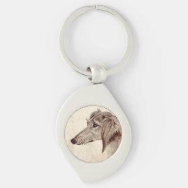 Saluki Swirl Silverfärgad Nyckelring