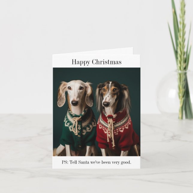 Saluki-valpar Glad julkort Kort (Framsida)