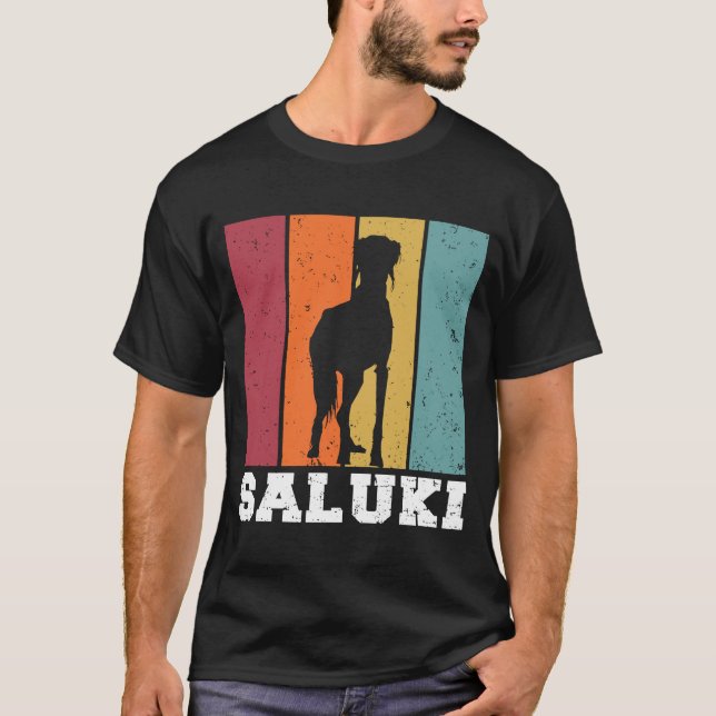 Saluki Vintage 2 T Shirt (Framsida)
