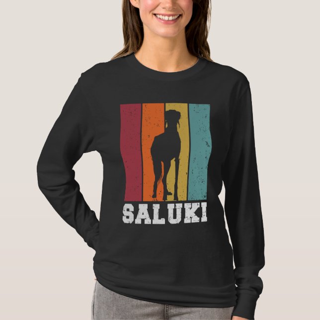 Saluki Vintage  2 T Shirt (Framsida)