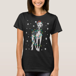 Saluki Wrapped in jul Ljus Hund T Shirt