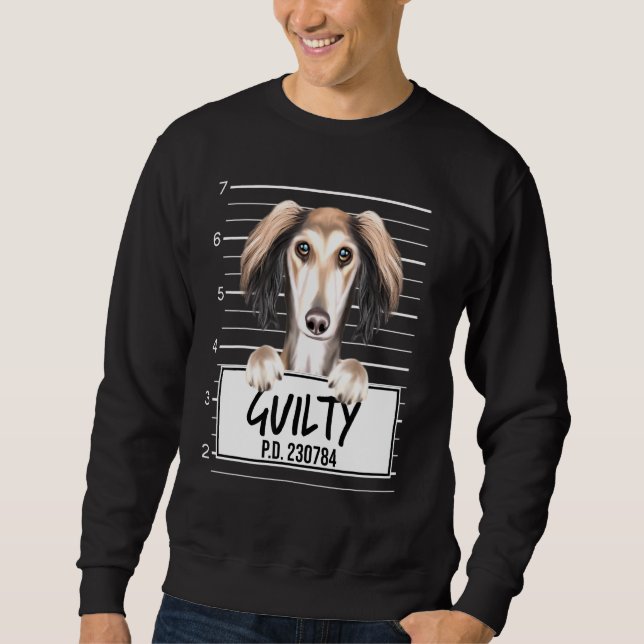 SalukiMugshot Skyldig Hund Lång Ärmad Tröja (Framsida)