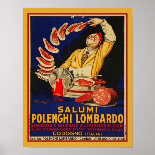 Salumi Polenghi Lombardi av Mauzan Poster (Framsidan)