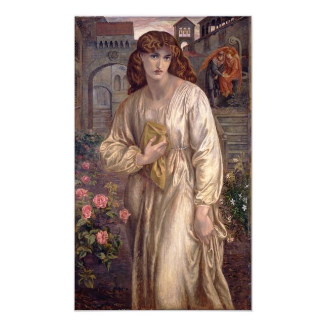 Salutation av Beatrice av Dante Gabriel Rossetti Fototryck (Framsidan)