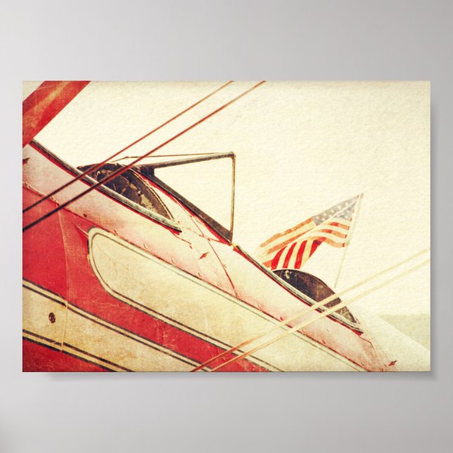 "Salute" Antique Aircraft Bicraft Red Poster (Framsidan)