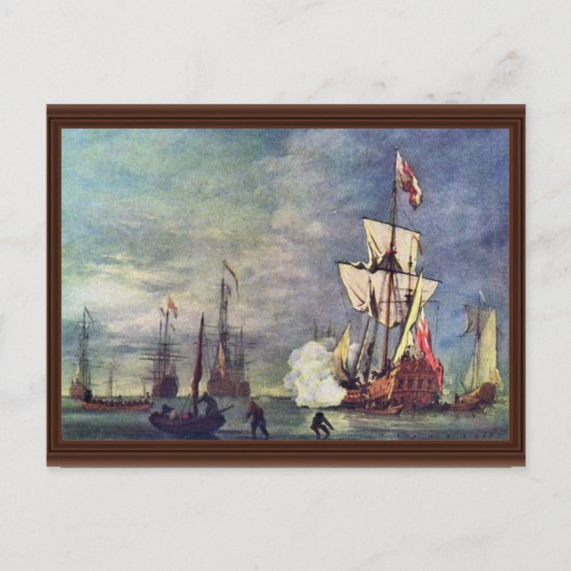 Salute av Willem Van De Velde The Younger Vykort (Framsida)