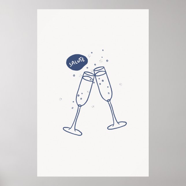 Salute Cheers Glass Clinklink Print Minimalist Poster (Framsidan)