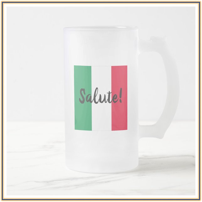 Salute Frosted Beer Mugg på italienska Flagga (Bookmark my store! https://www.zazzle.com/store/capricepetit)