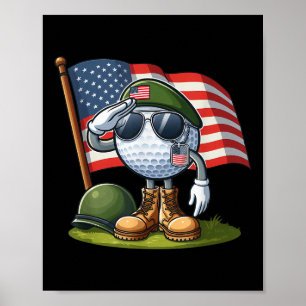 Salute Golf American USA flagga Memorial Day 4:e Poster